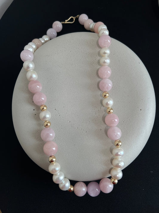 Kunzite and Freshwater Pearl Necklace