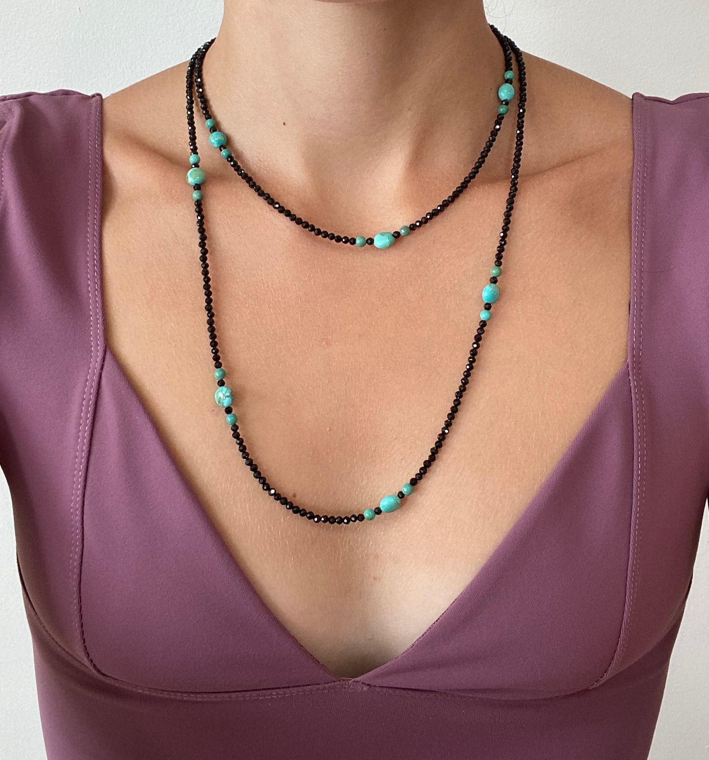 Green Turquoise Spinel Long Necklace