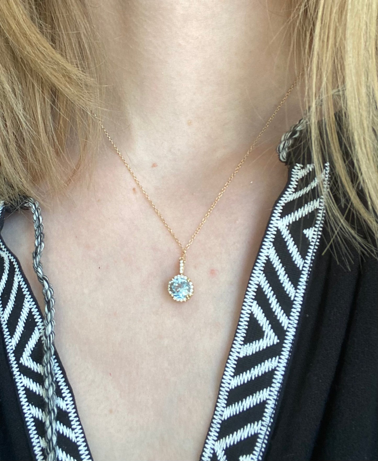 Aquamarine Diamond Necklace
