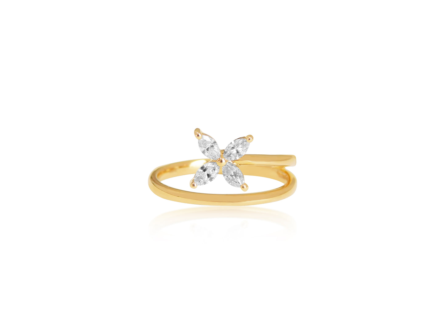 Diamond Flower Petal Ring