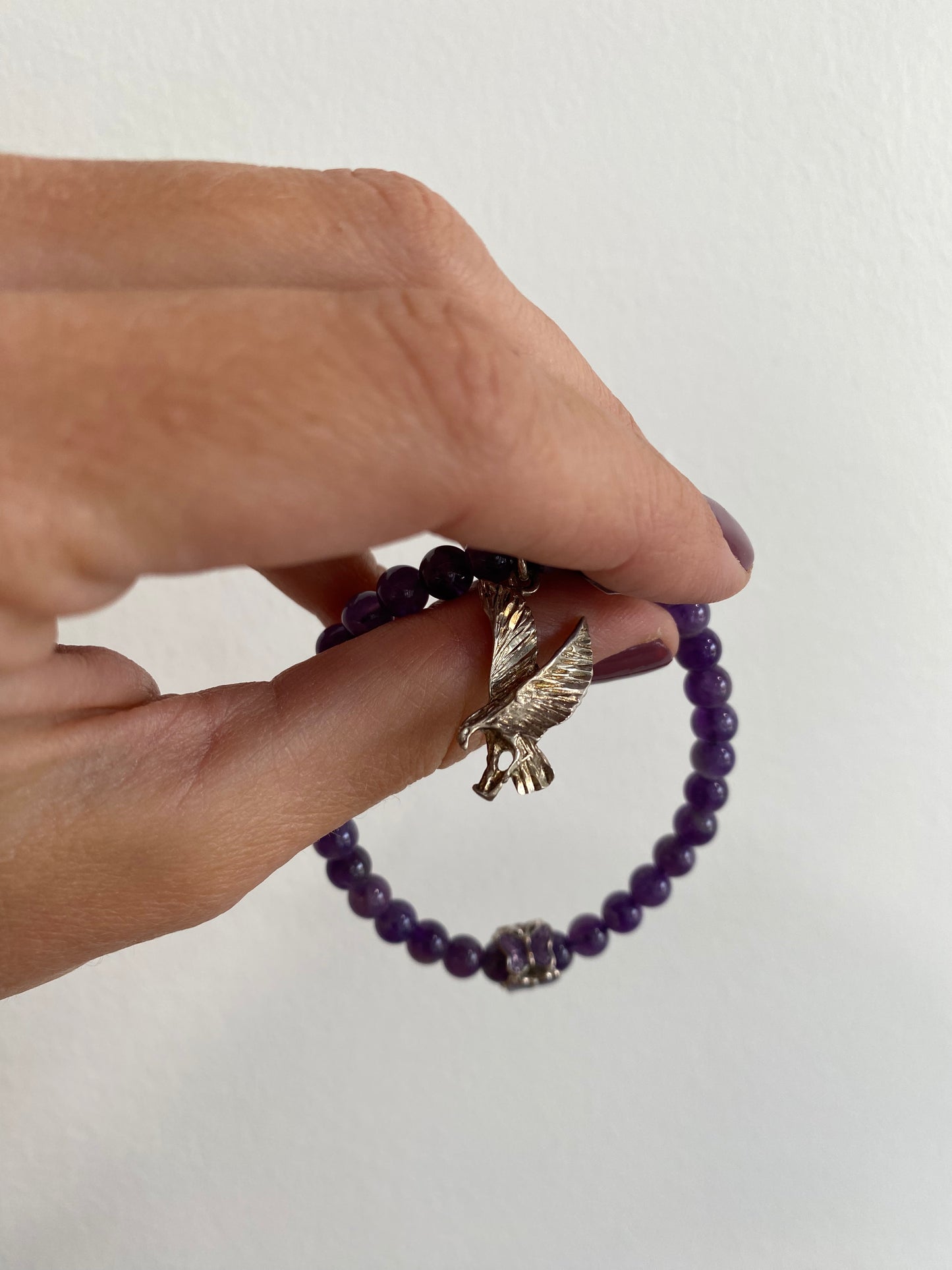Amethyst Eagle Beaded Bracelet