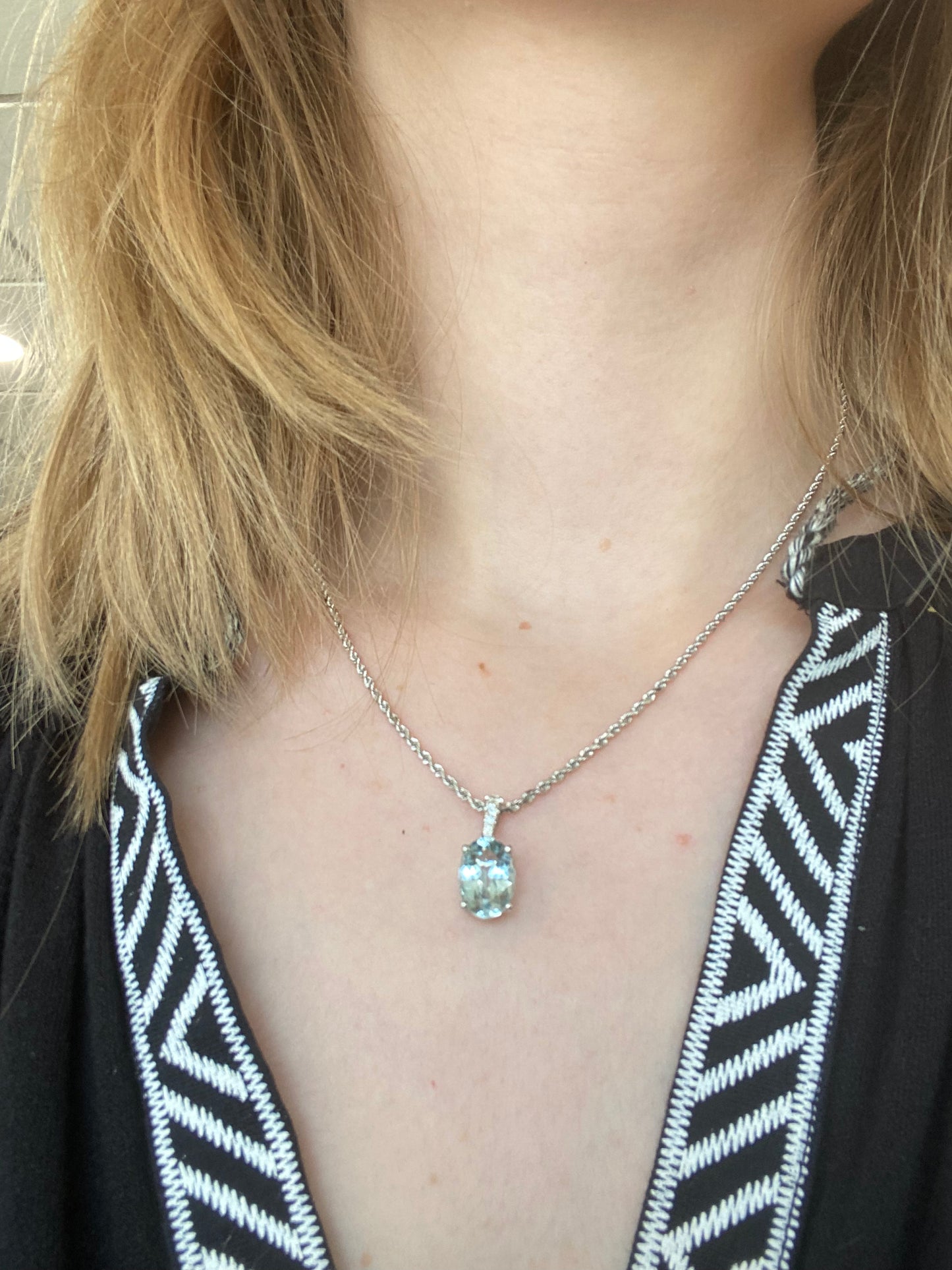 Aquamarine Diamond Pendant