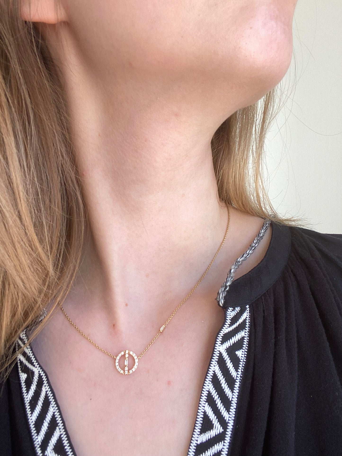 Diamond Bar Circle Necklace