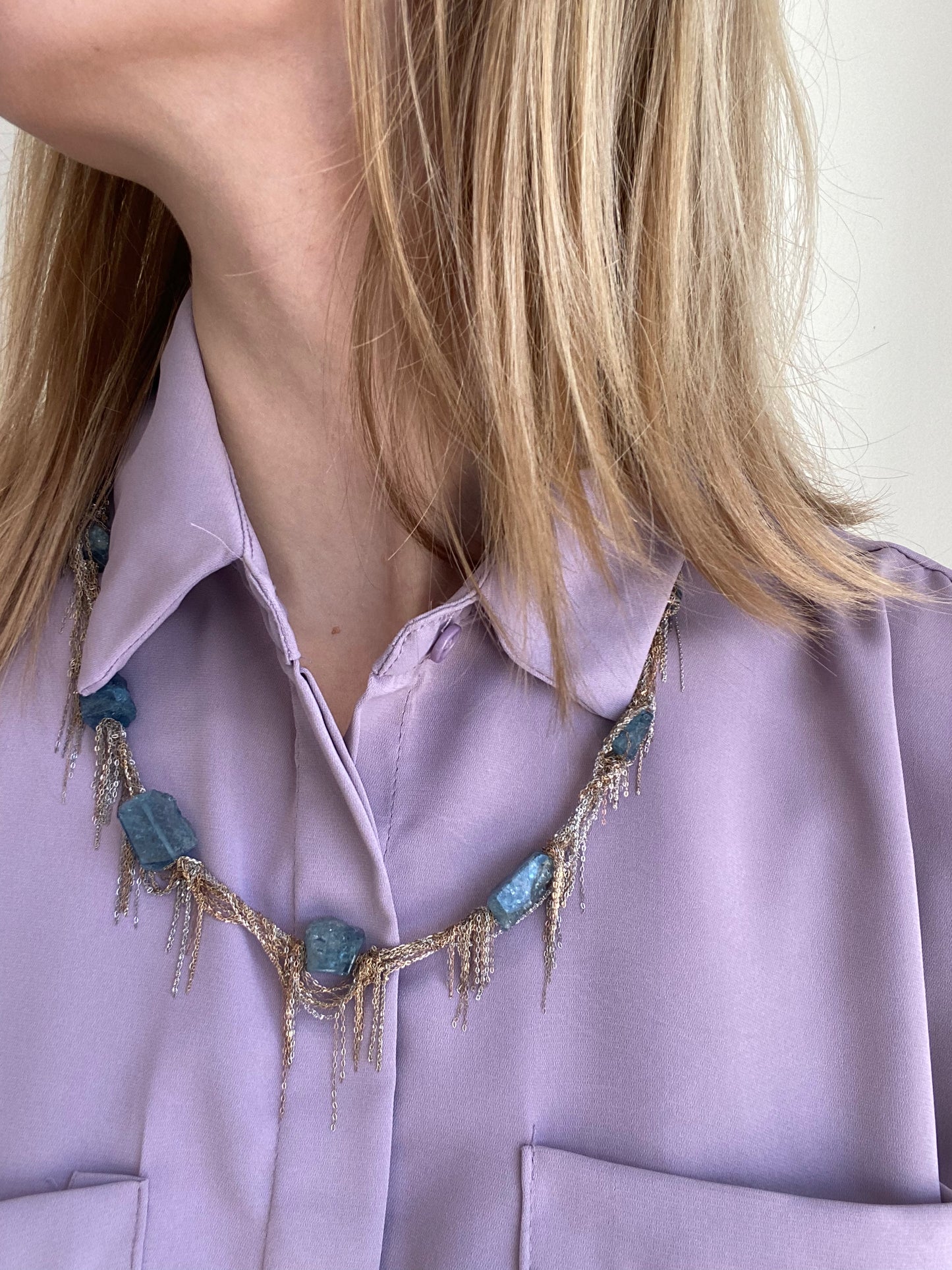 Aquamarine Fringe Necklace