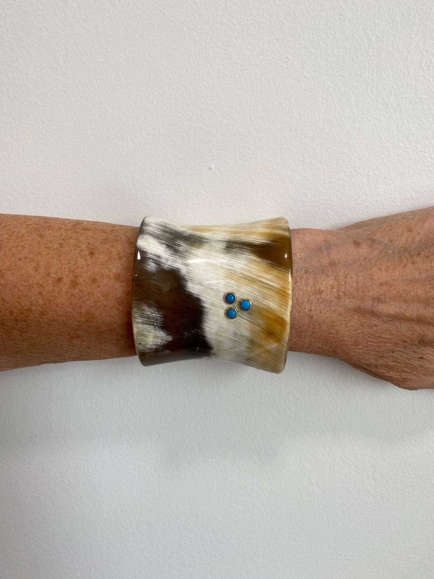 Buffalo Horn Turquoise Gold Cuff