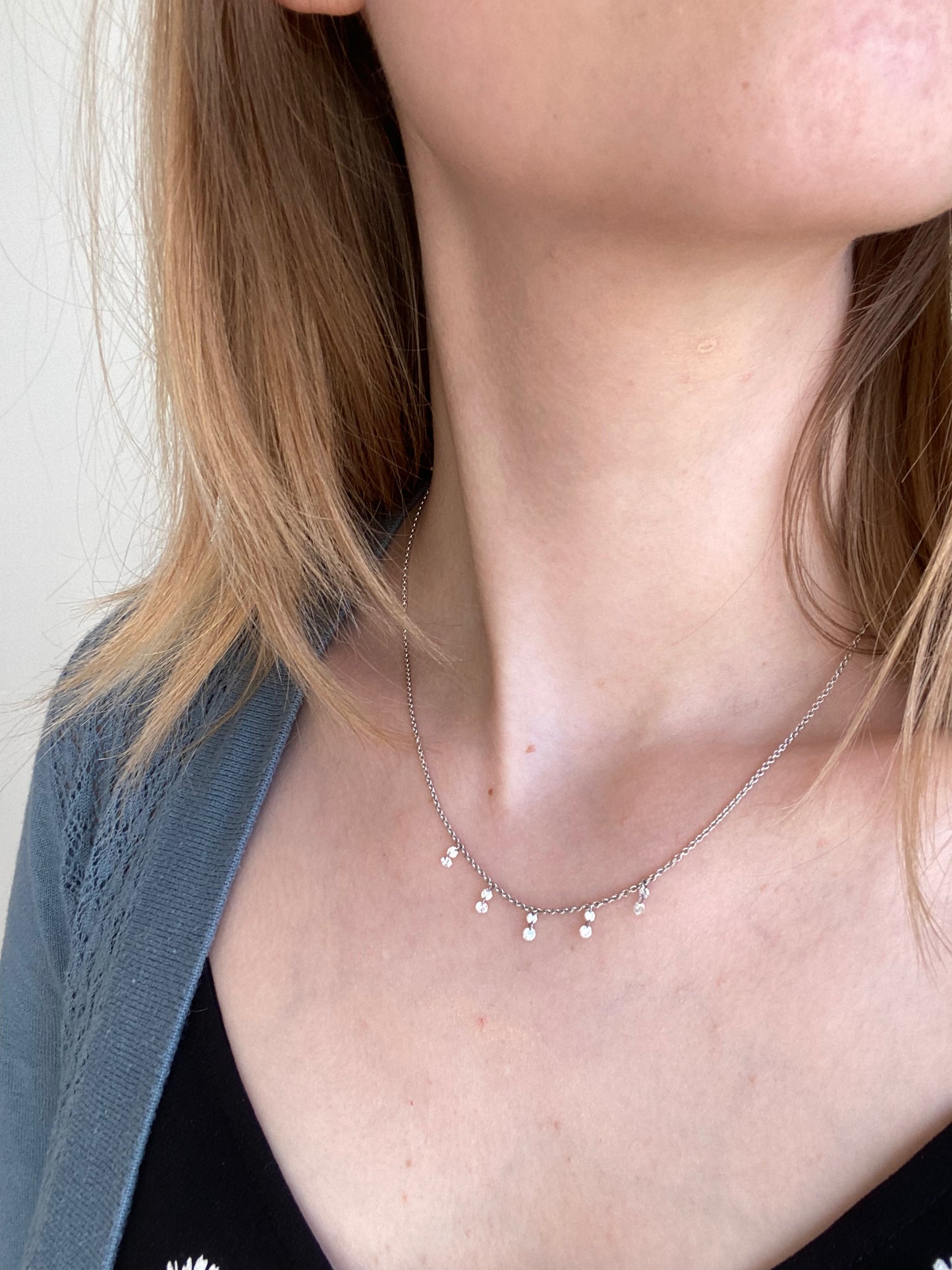 Double Diamond Pierced Necklace