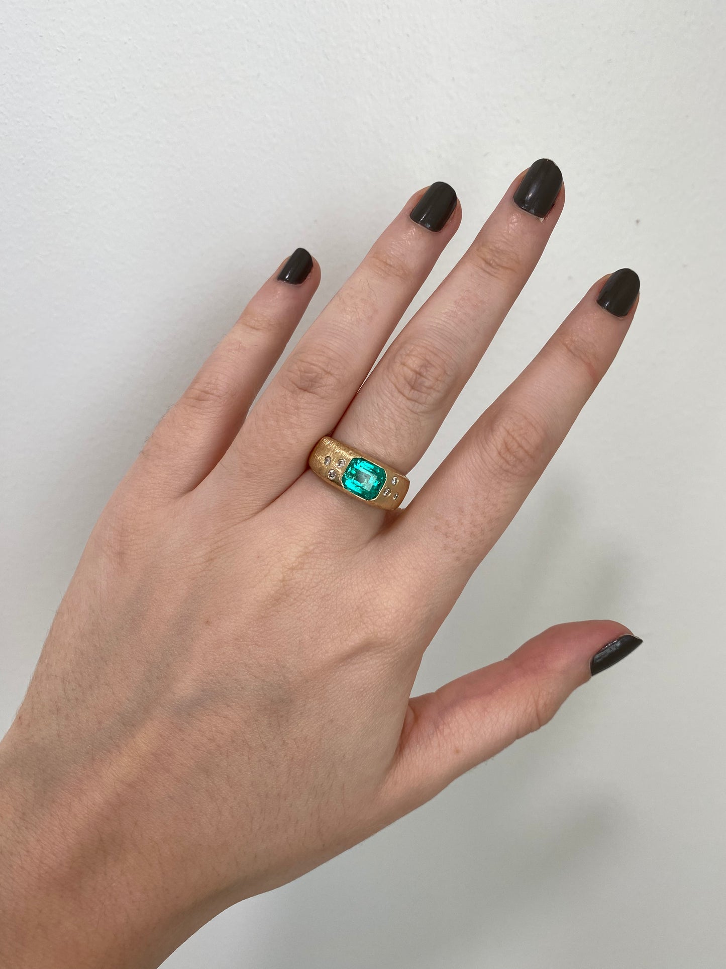 Emerald and Diamond Signet Ring