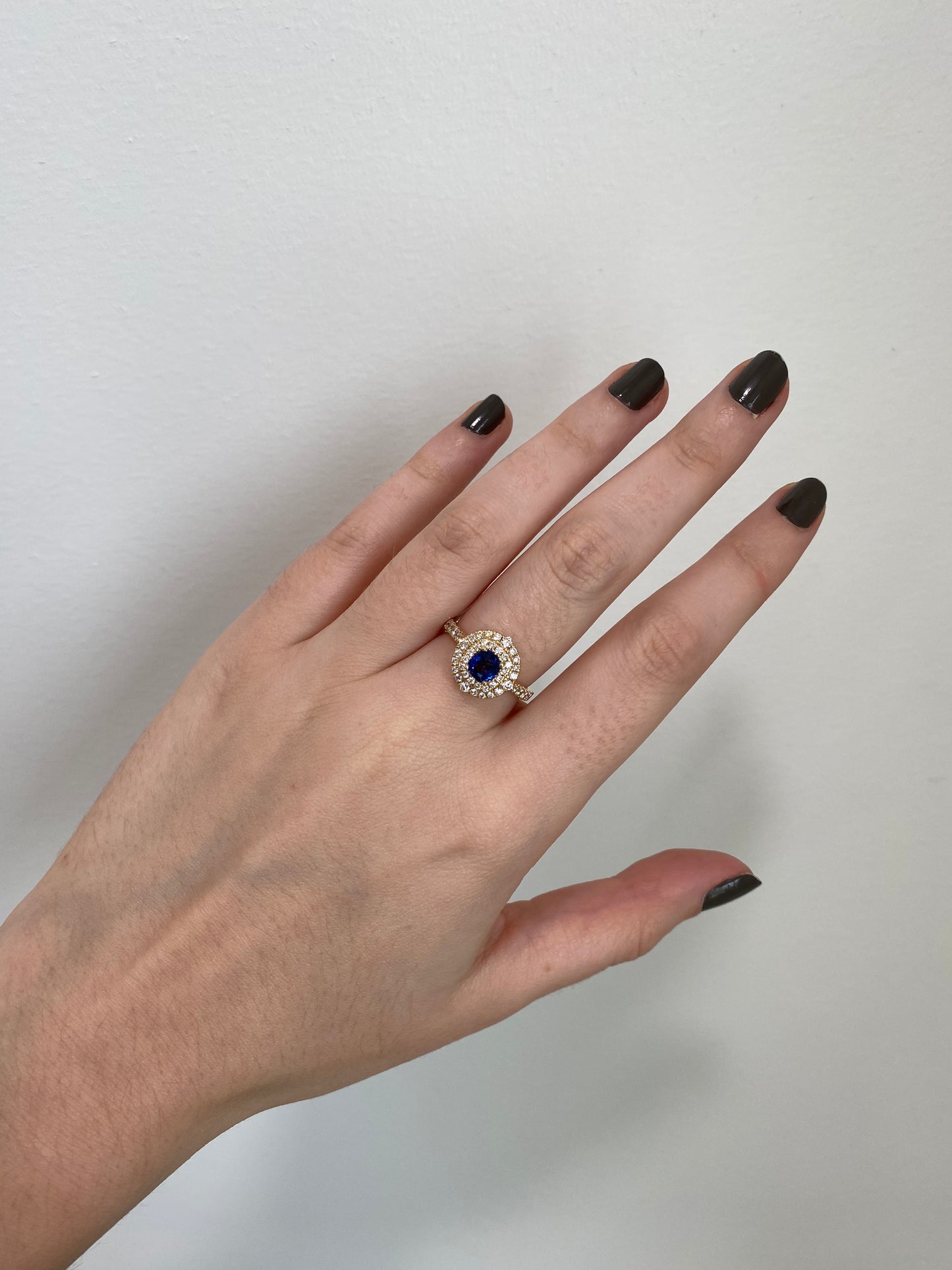 Blue Sapphire and Diamond Ring