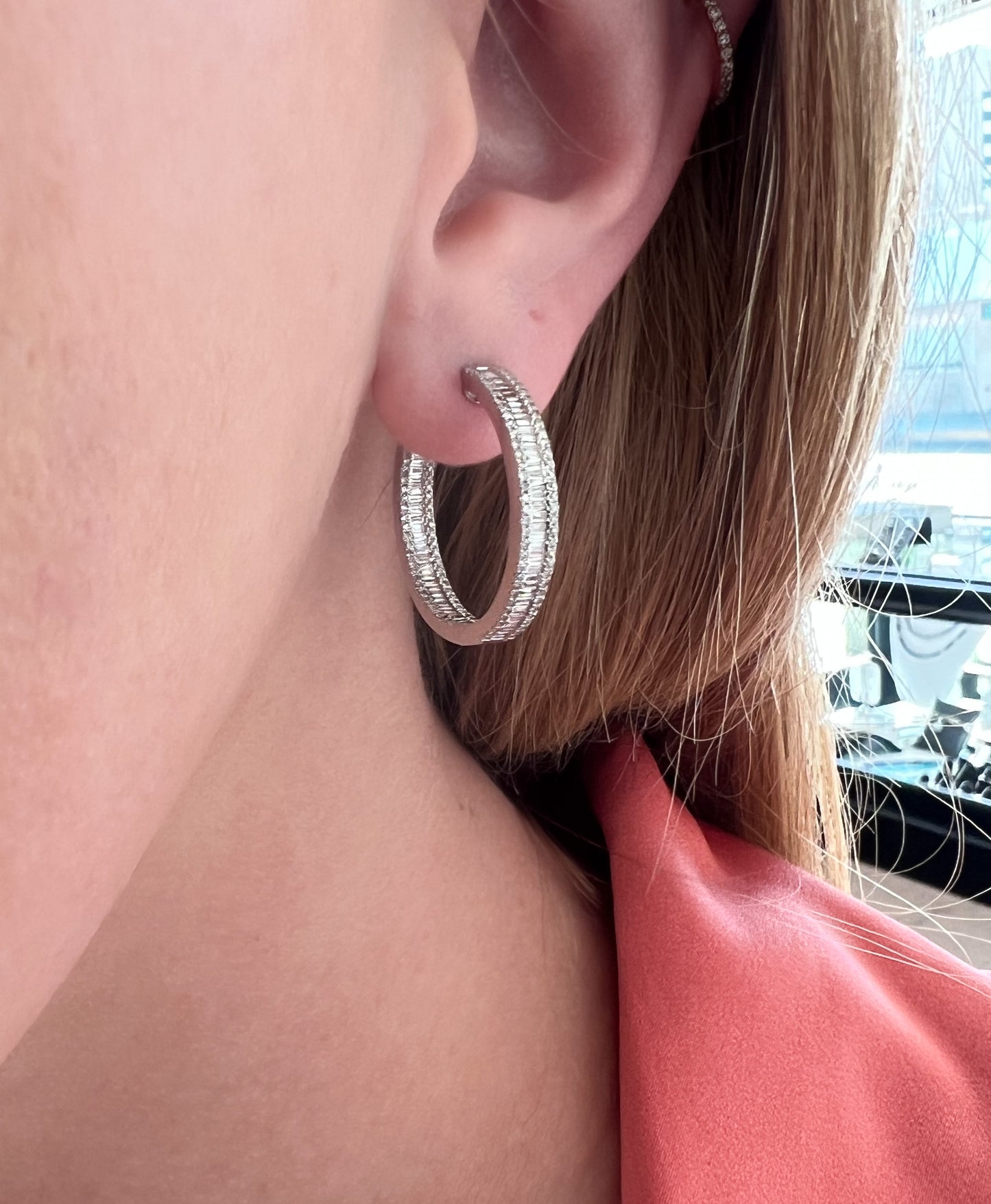 Baguette Diamond Hoops