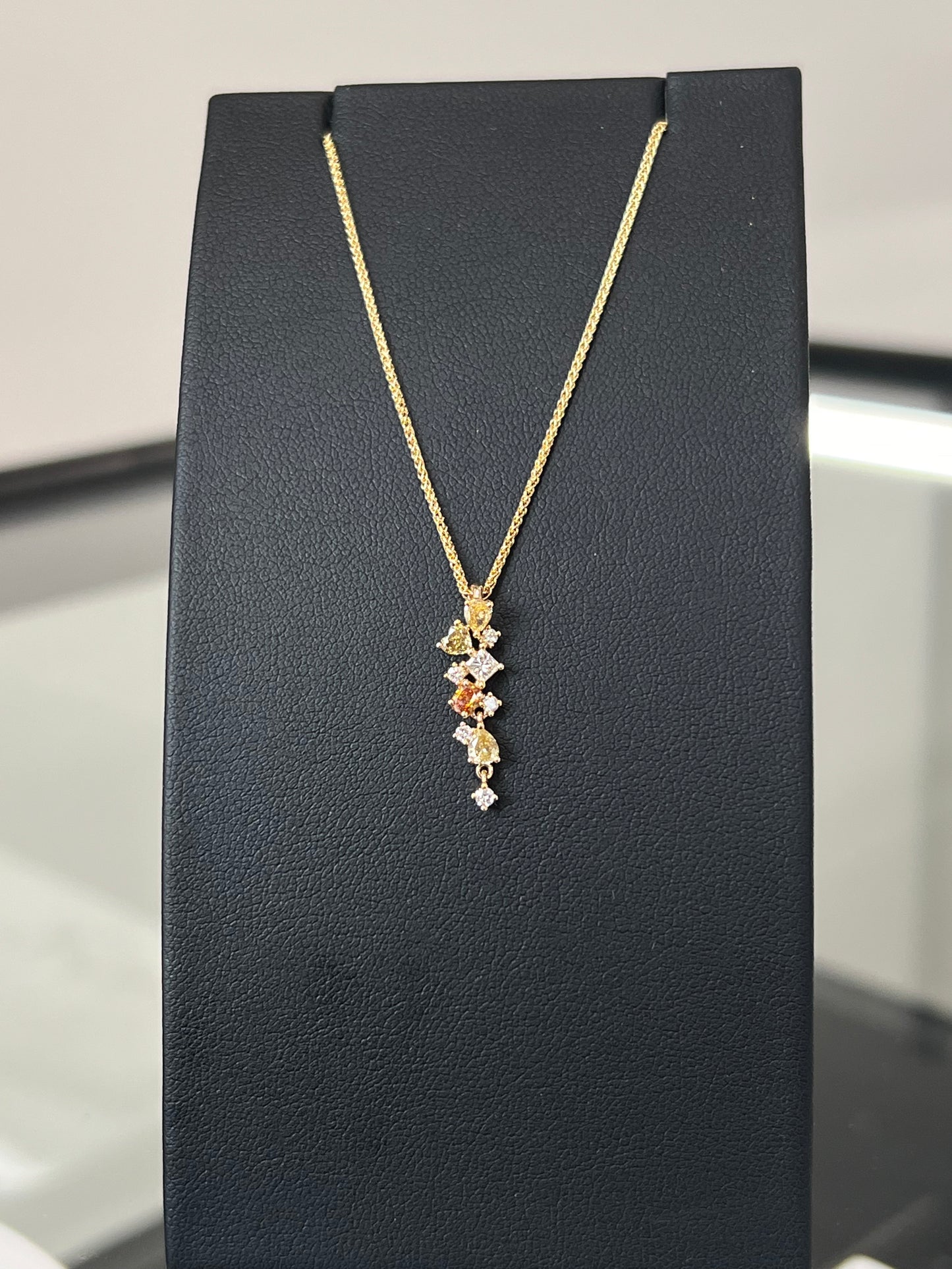 Fancy Color Diamond Waterfall Necklace