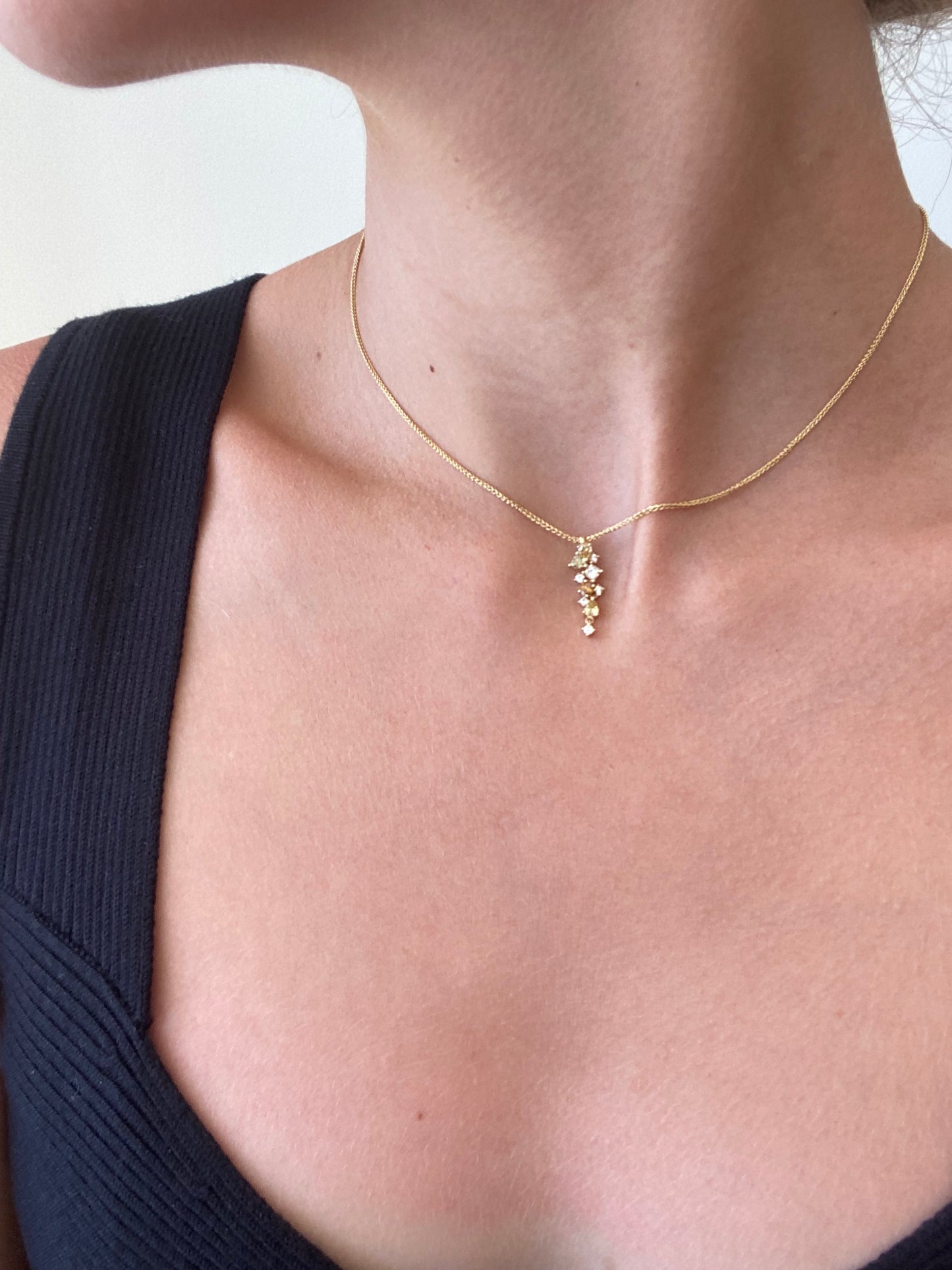 Fancy Color Diamond Waterfall Necklace