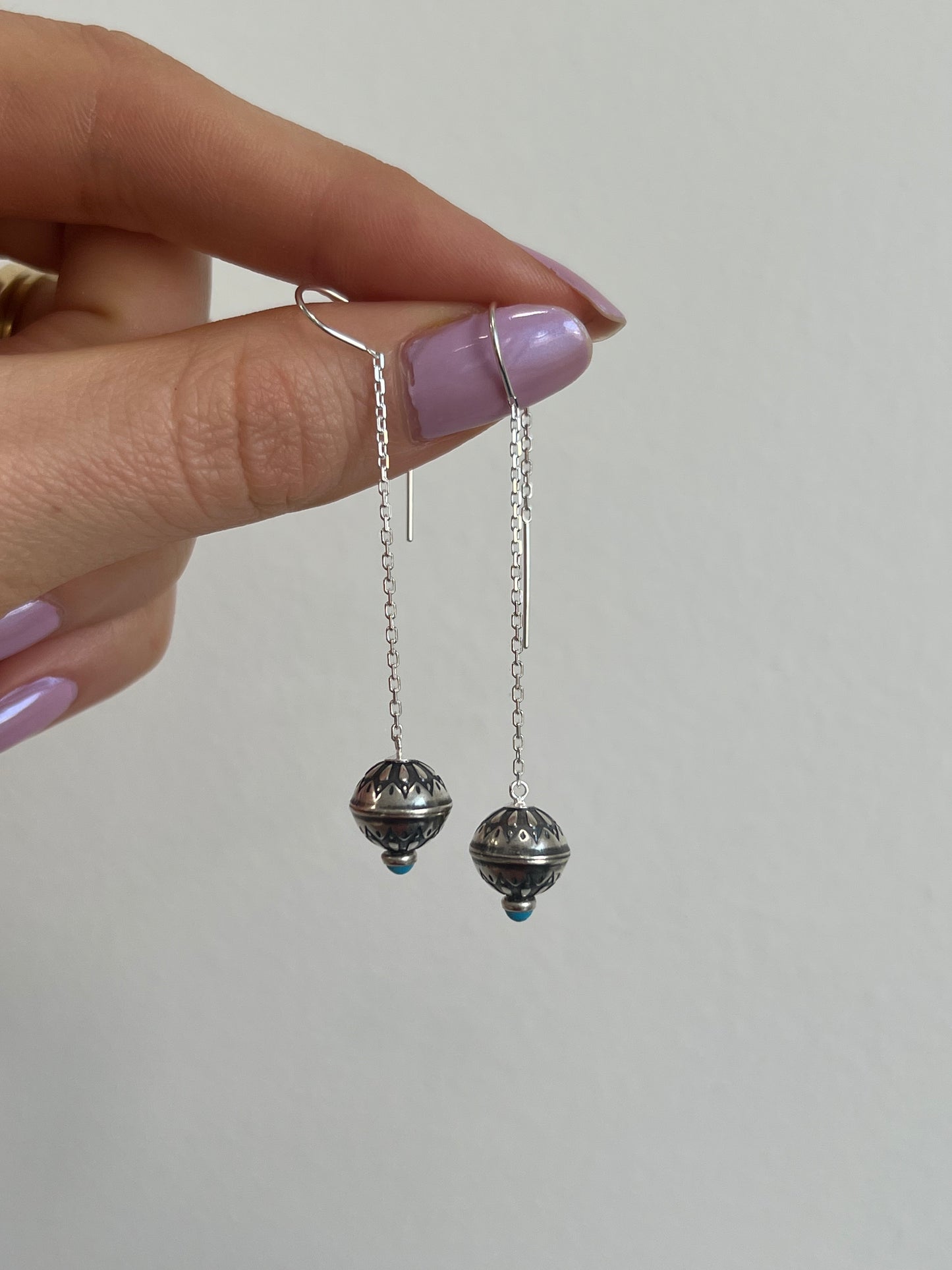 Turquoise Drop Threader Earrings
