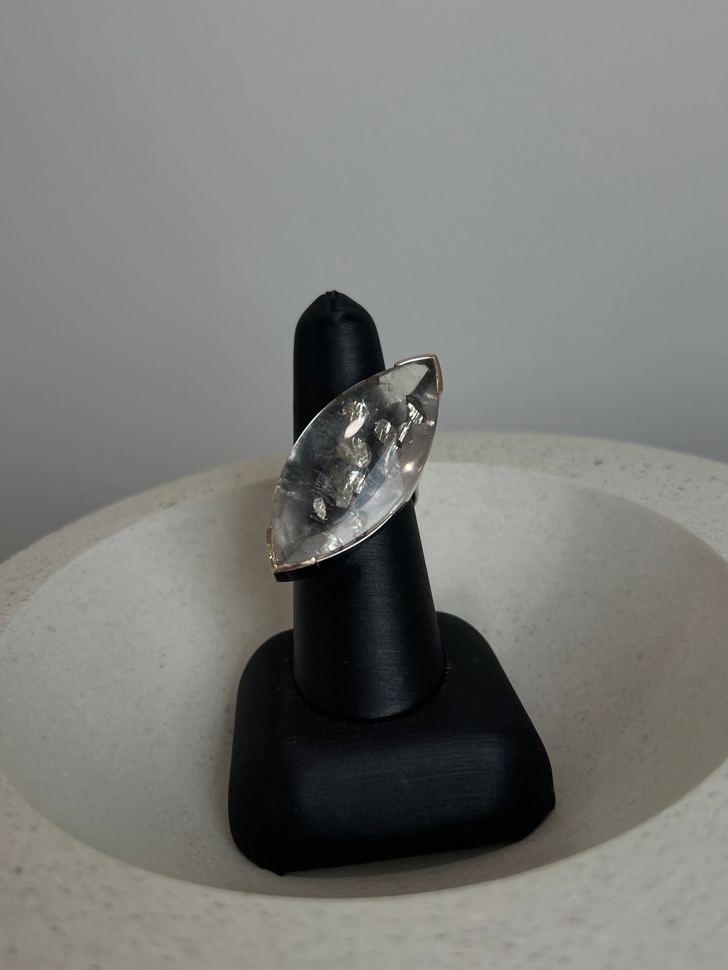 Pyrite in Quartz Ring