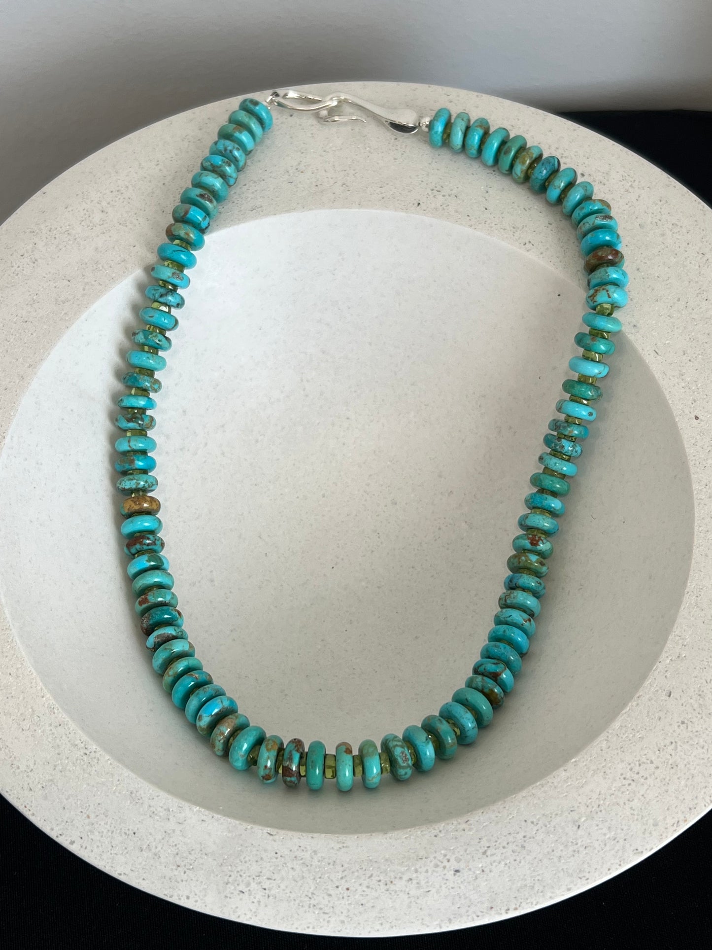 Turquoise and Peridot Beaded Necklace