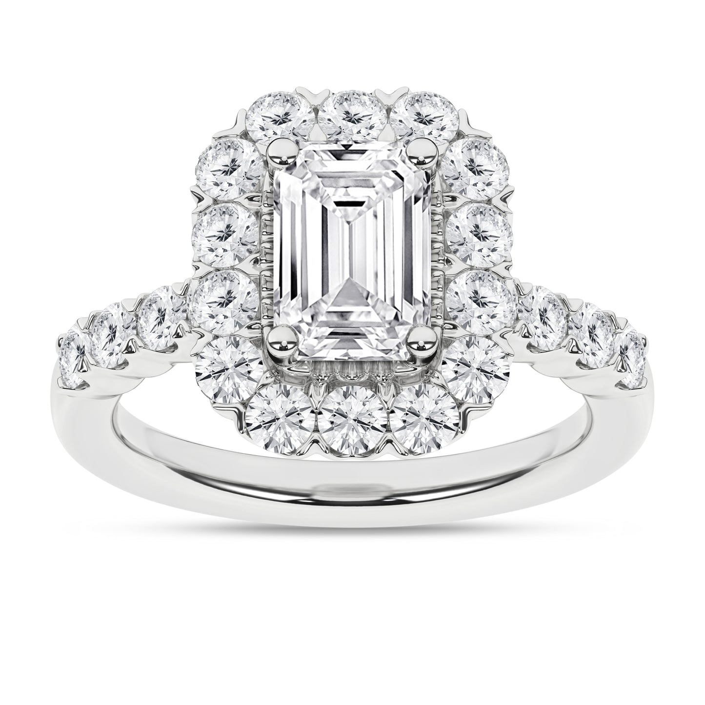 Emerald Halo Lab Grown Diamond Engagement Ring