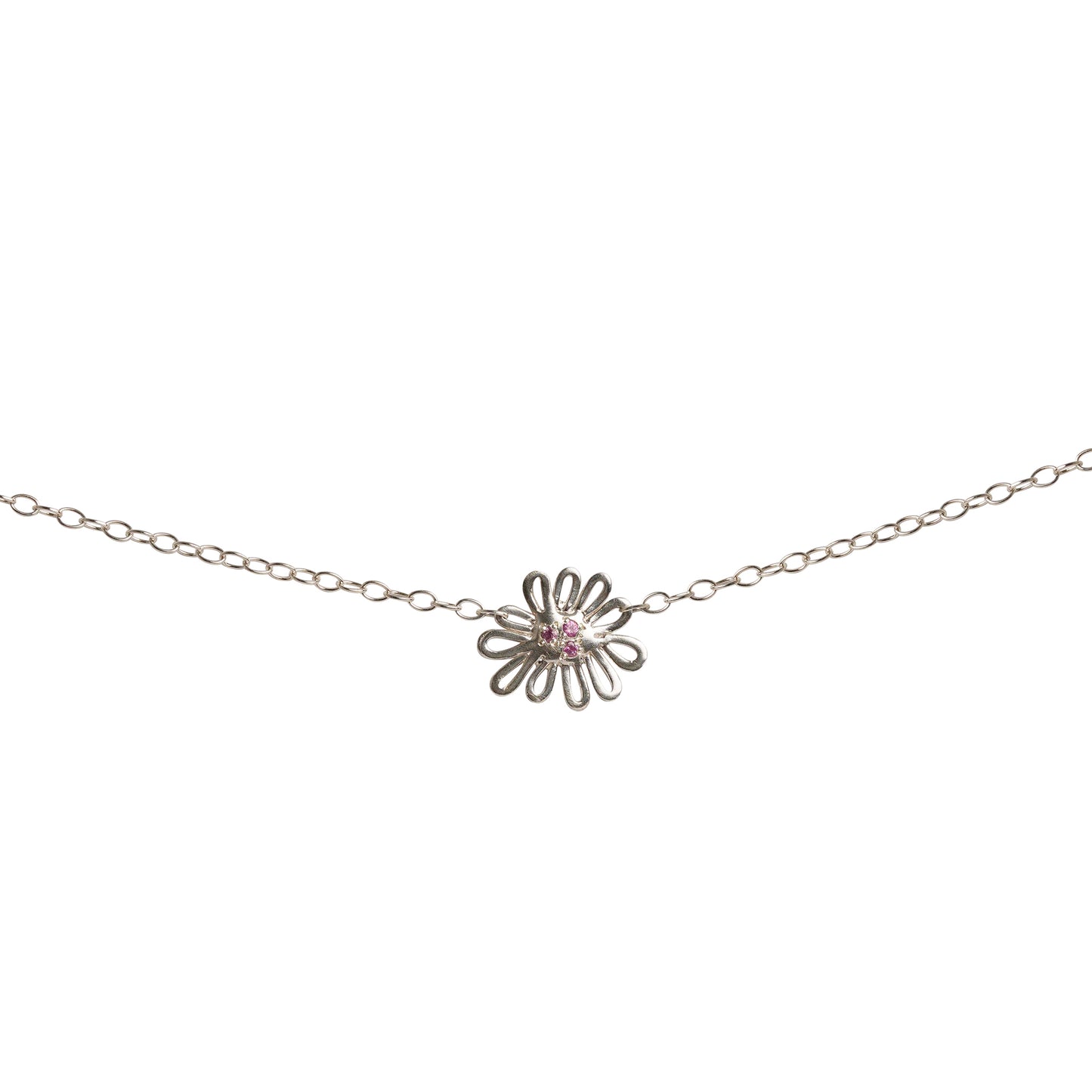 Pink Sapphire Wildflower Necklace