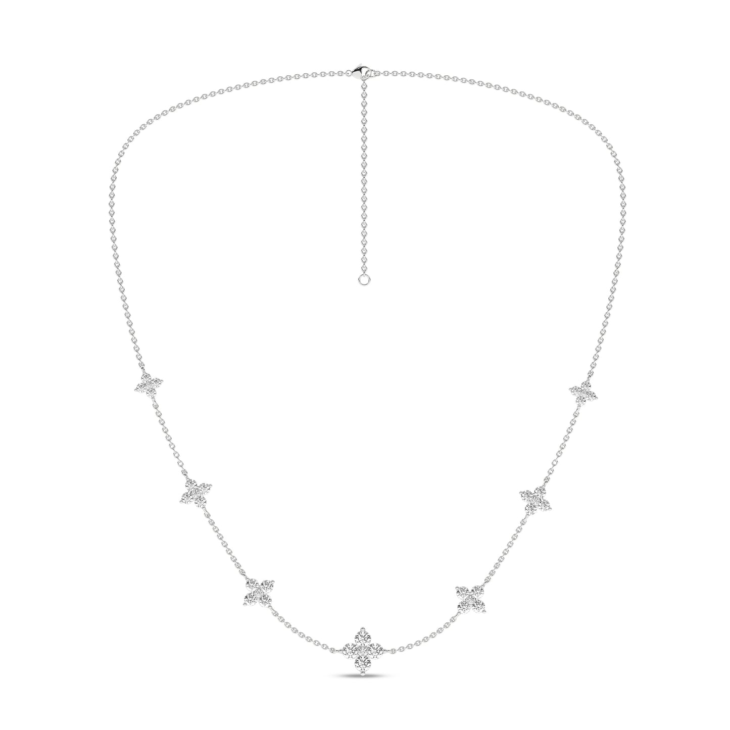 Lab Grown Diamond Flower Petal Station Necklace