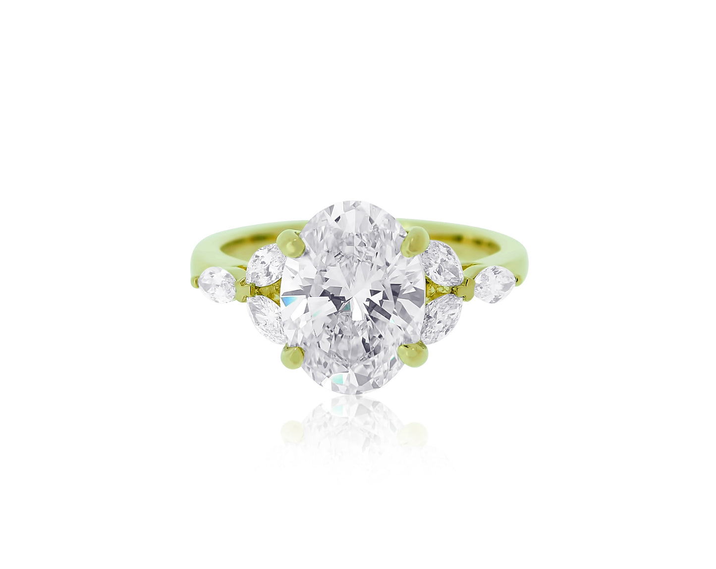 Marquise accented Oval Lab Diamond Ring