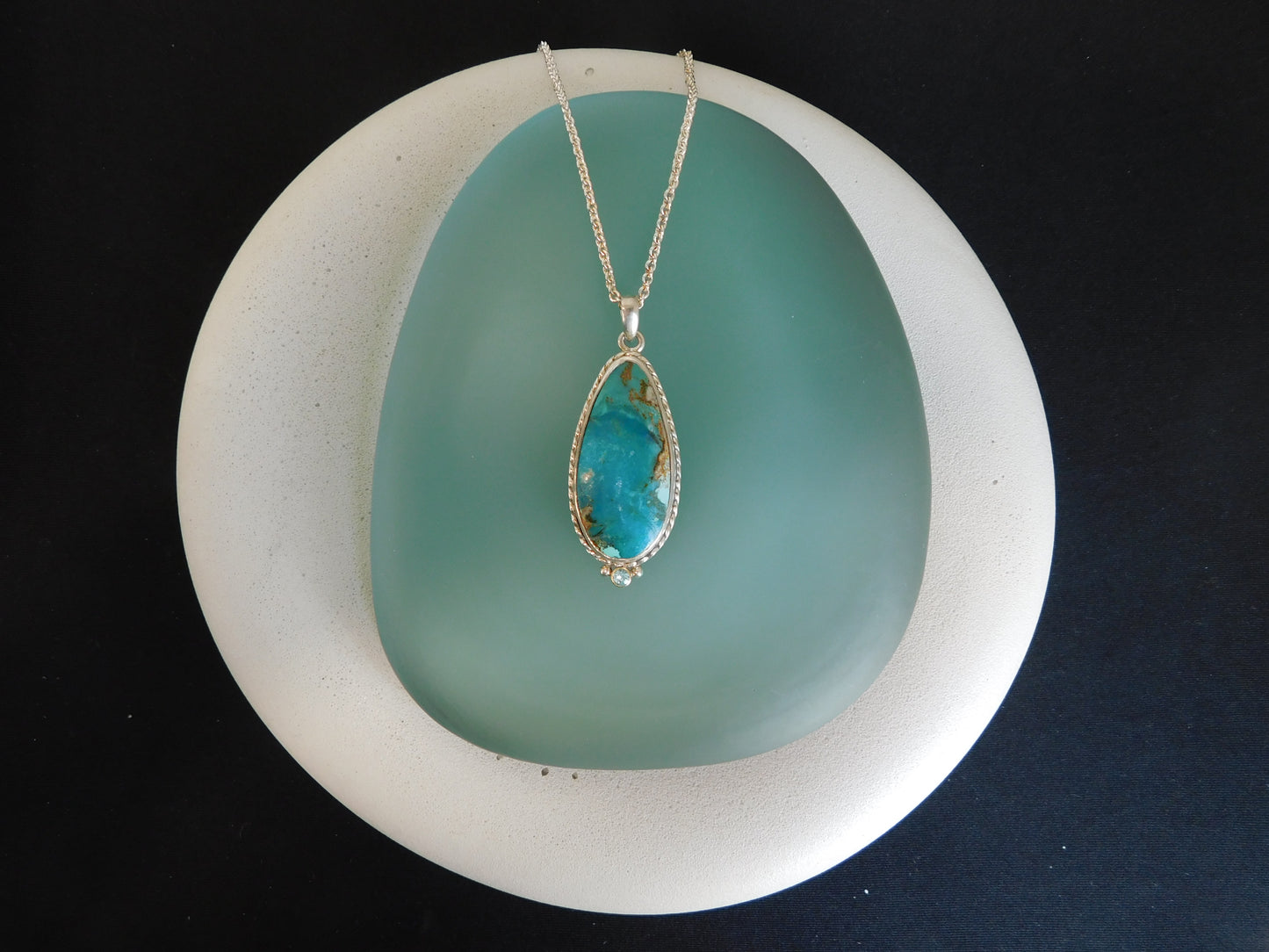Kingman Turquoise Pendant with Zircon