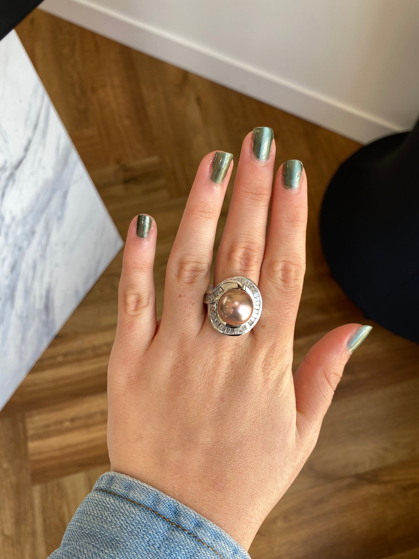 Ballerina Pearl and Diamond Ring