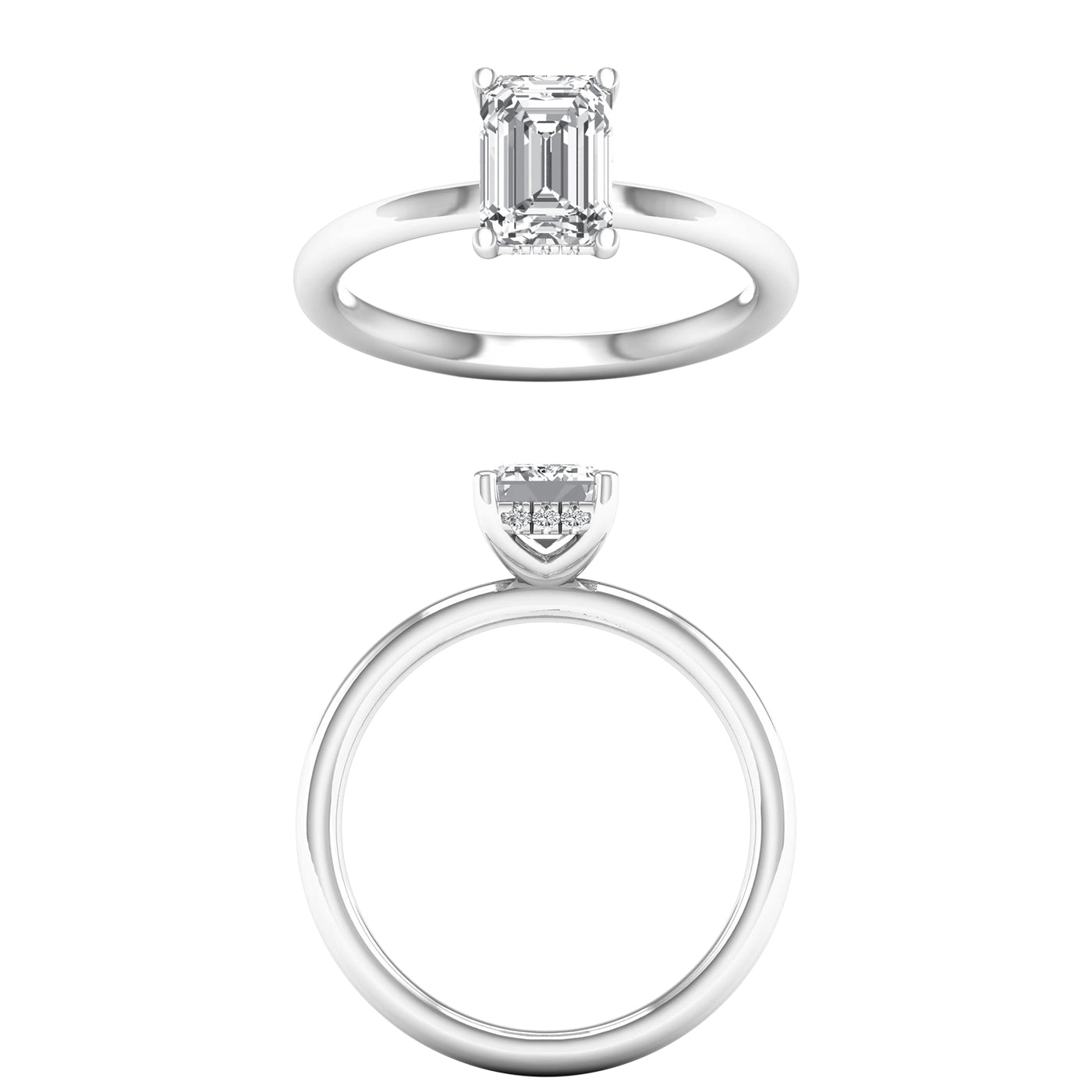 1 1/2 carat Emerald Lab Grown Diamond Hidden Halo Engagement Ring
