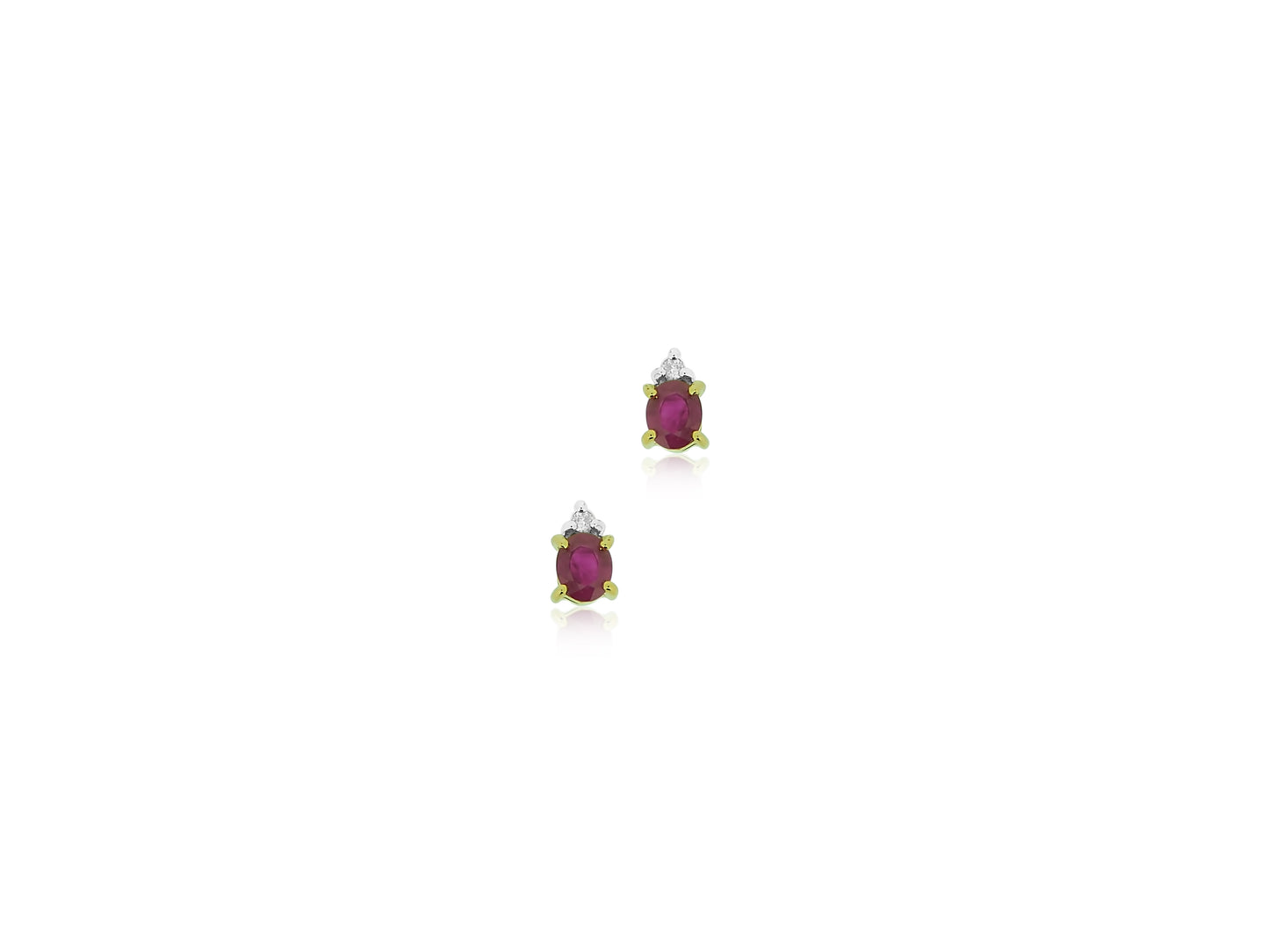 Oval Ruby Studs with Diamond Accent