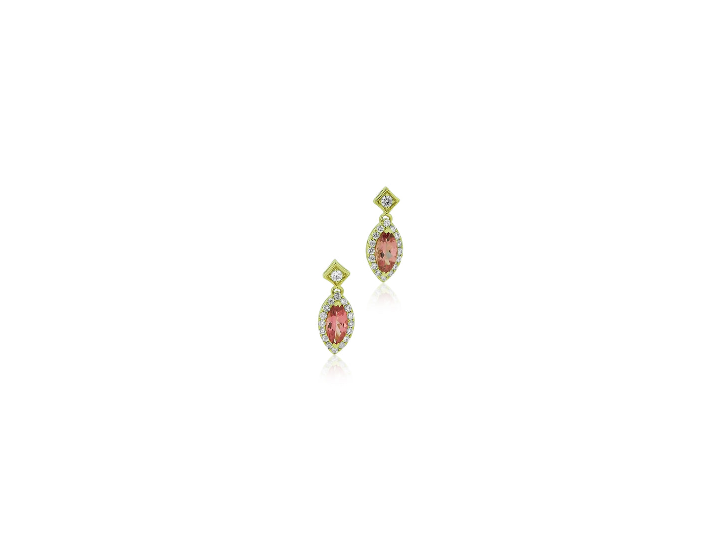 Pink Spinel Halo Drop Earrings