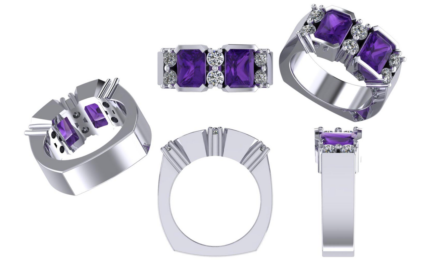 Amethyst Diamond Wide Band