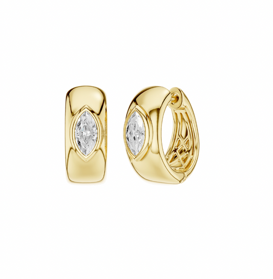 Marquise Lab Diamond Huggie Earrings