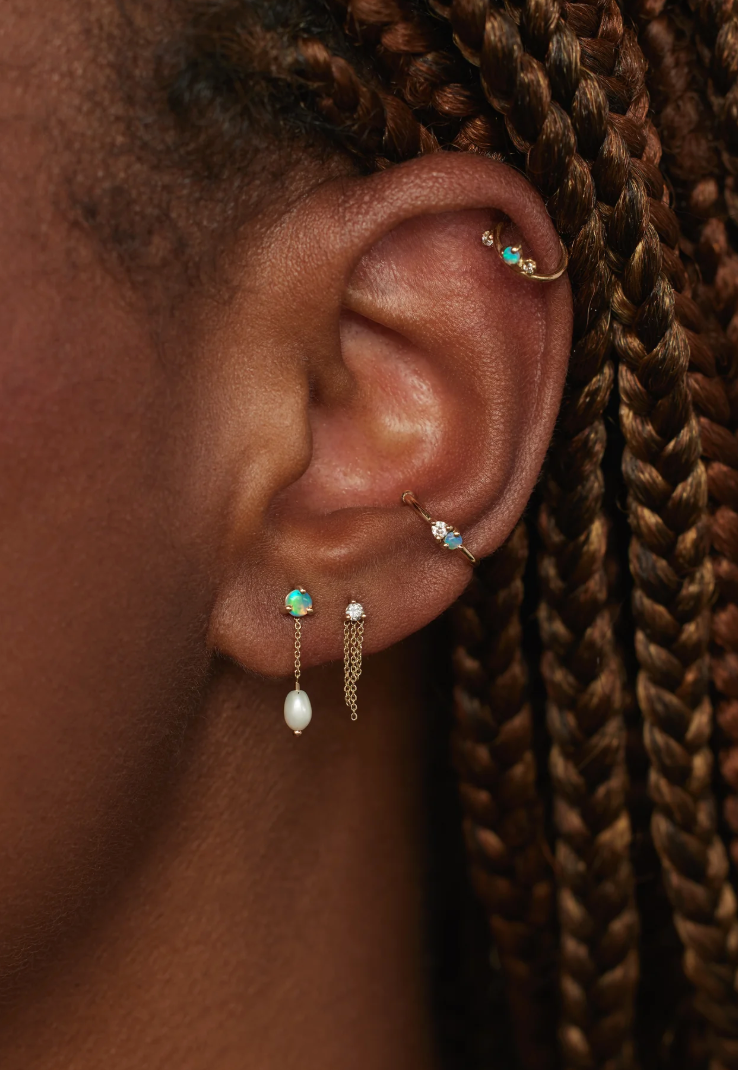 Large Opal & Pearl Shower Earrings