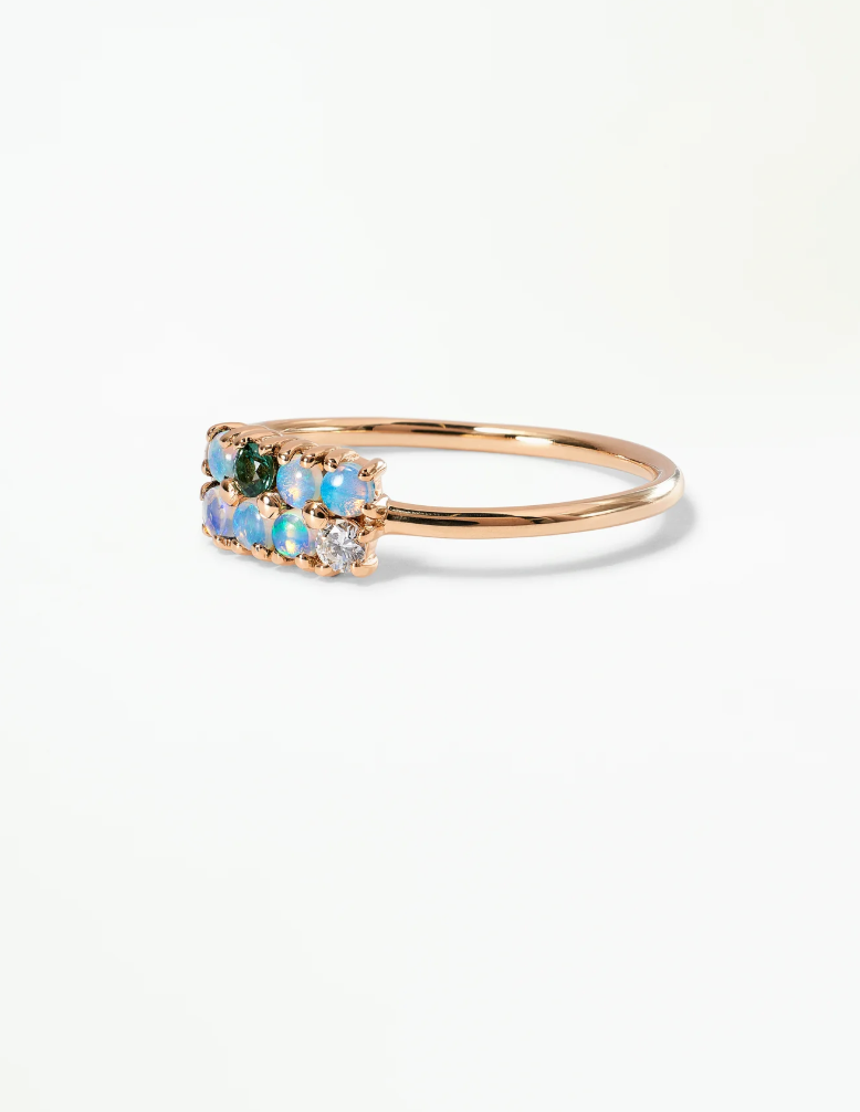 Opal, Diamond, & Tourmaline Lattice Ring