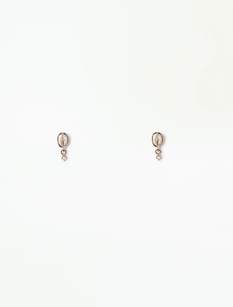Caged Pearl & Diamond Drop Earrings