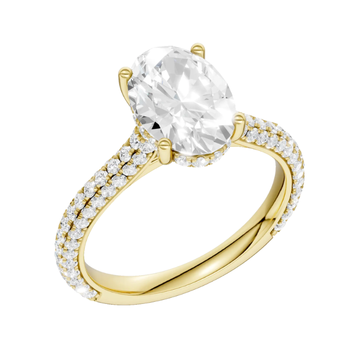 Hidden Halo Cathedral Oval Engagement Ring