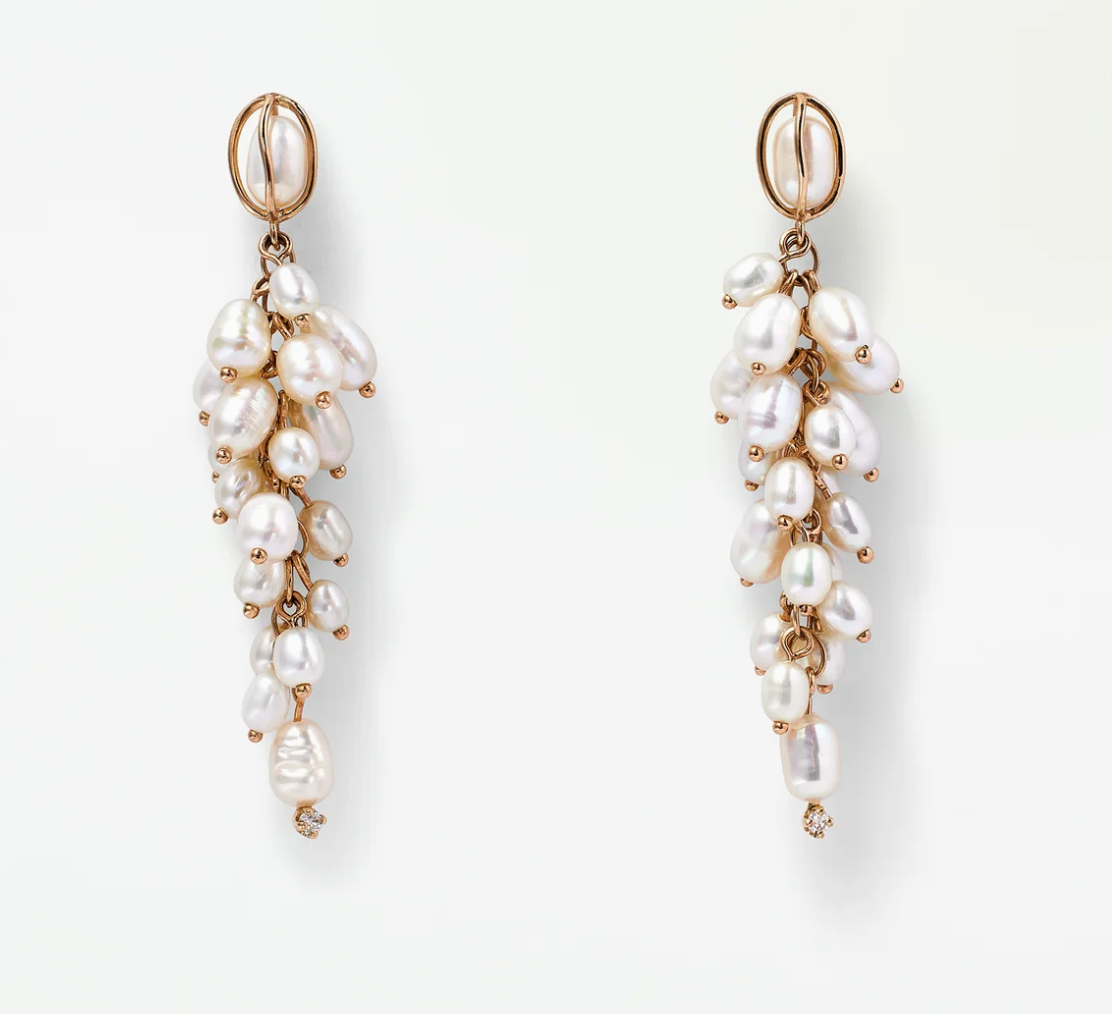 Shadow Diamond and Pearl Earrings
