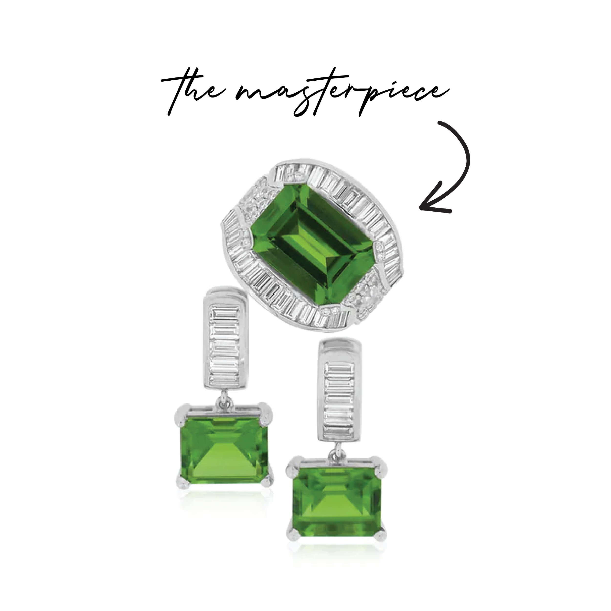 Final photo of the custom design ring and earrings.
