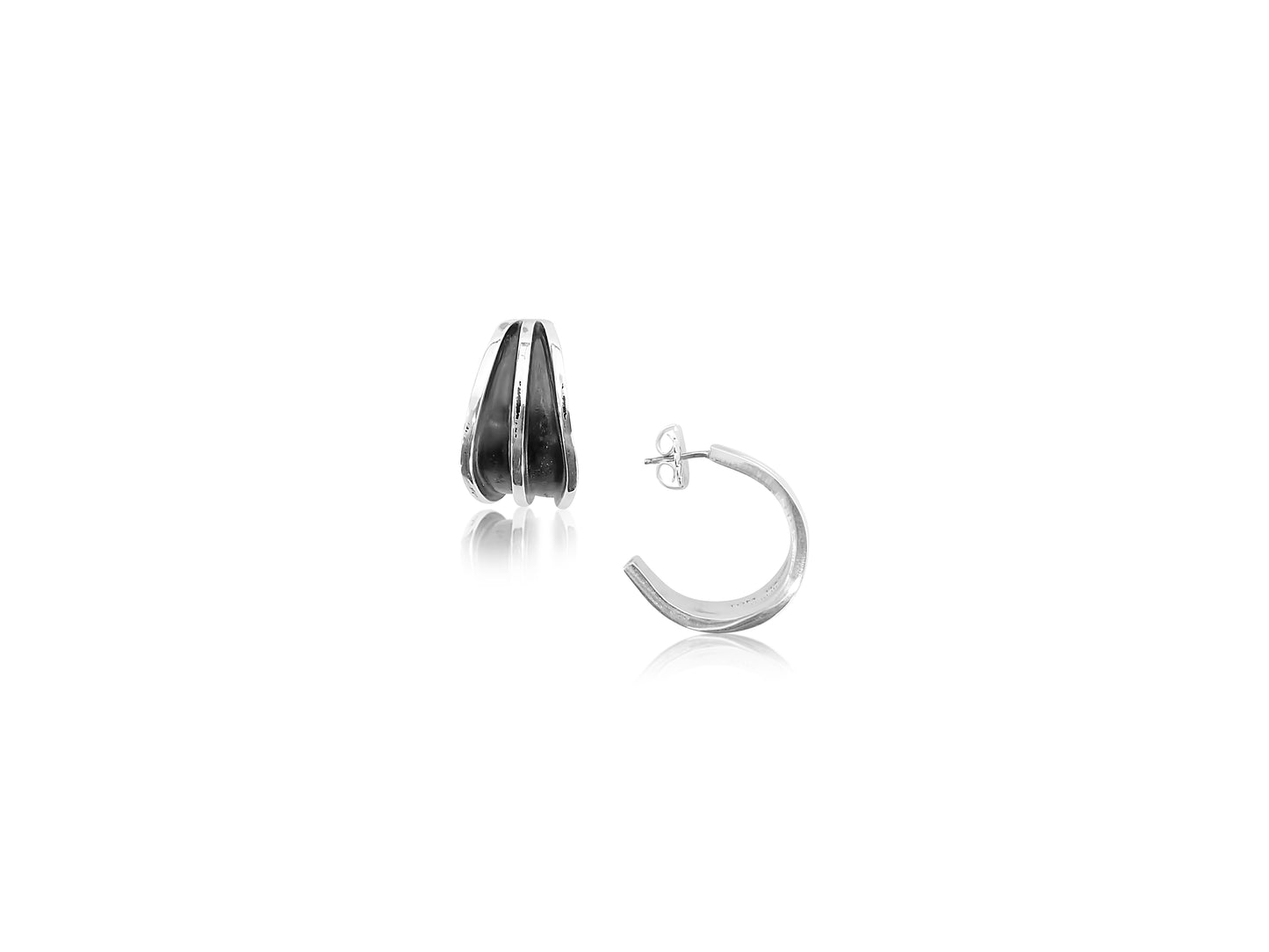 Modernist Silver Channel Half Hoops