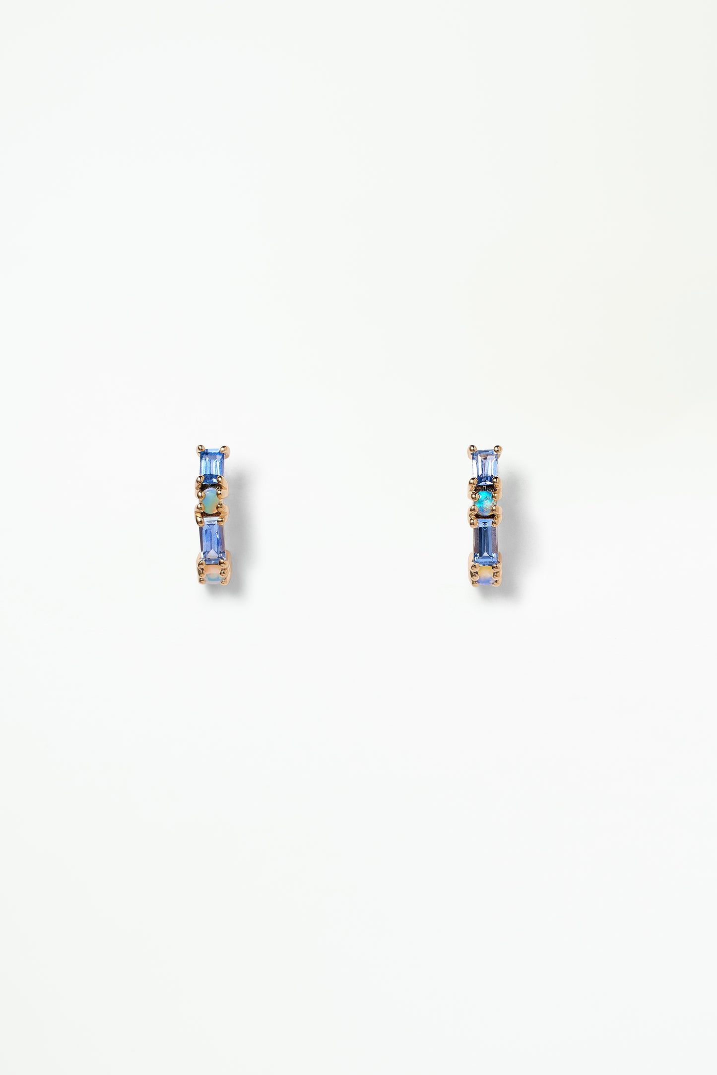 Sapphire & Opal Pillar Hoop Earrings