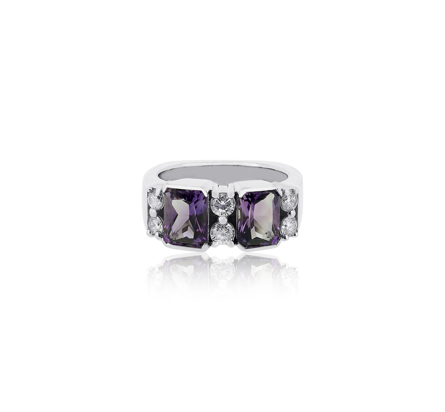 Amethyst Diamond Wide Band