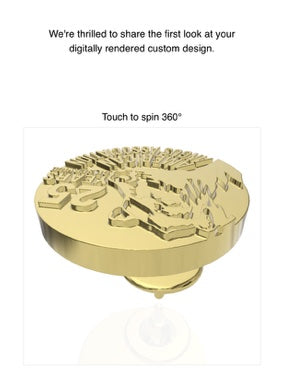 raised and recessed gold to add dimension to logo