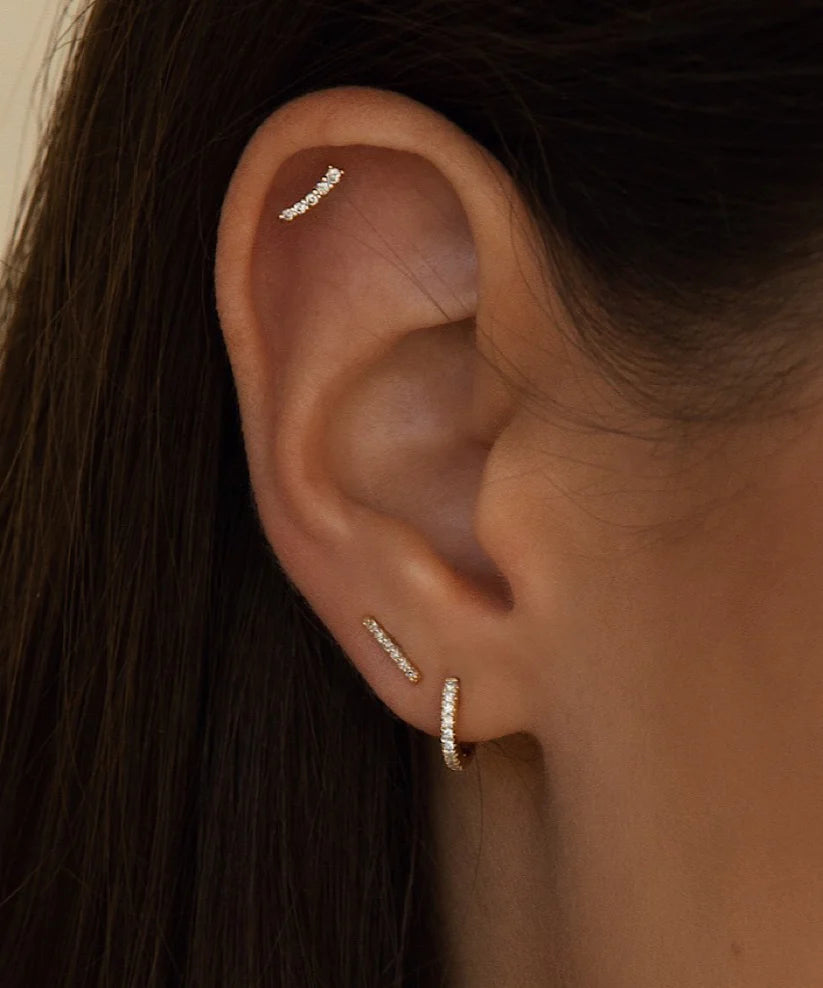 Diamond Gold Bar Earrings
