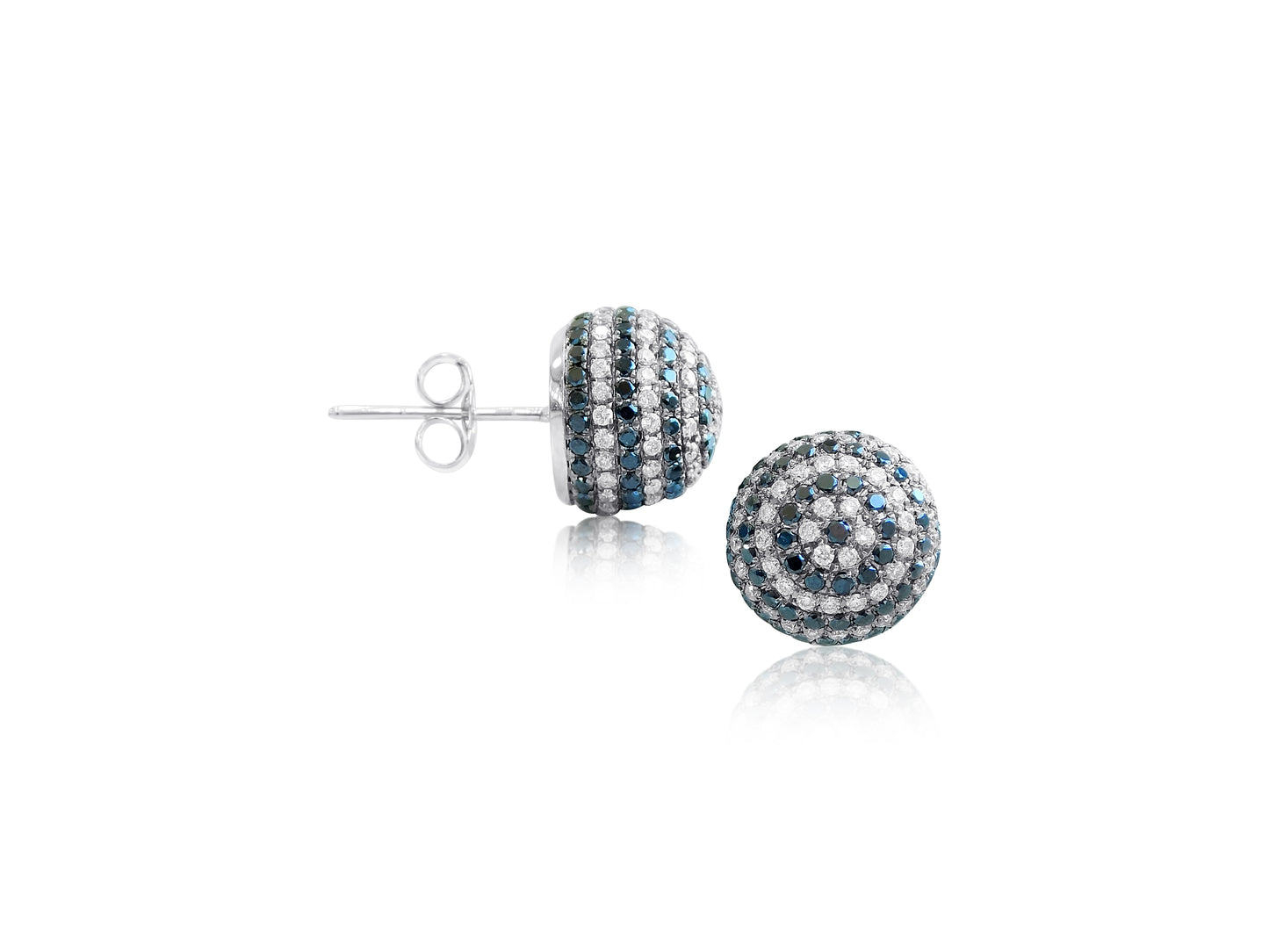 Black and White Diamond Domed Earrings