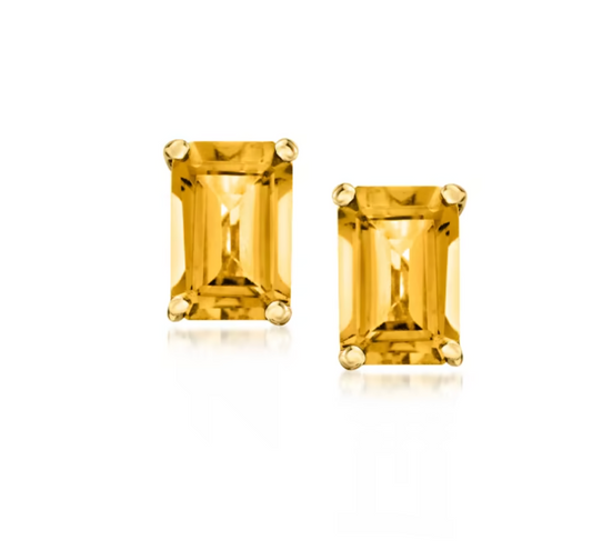 Citrine Large Gold Studs