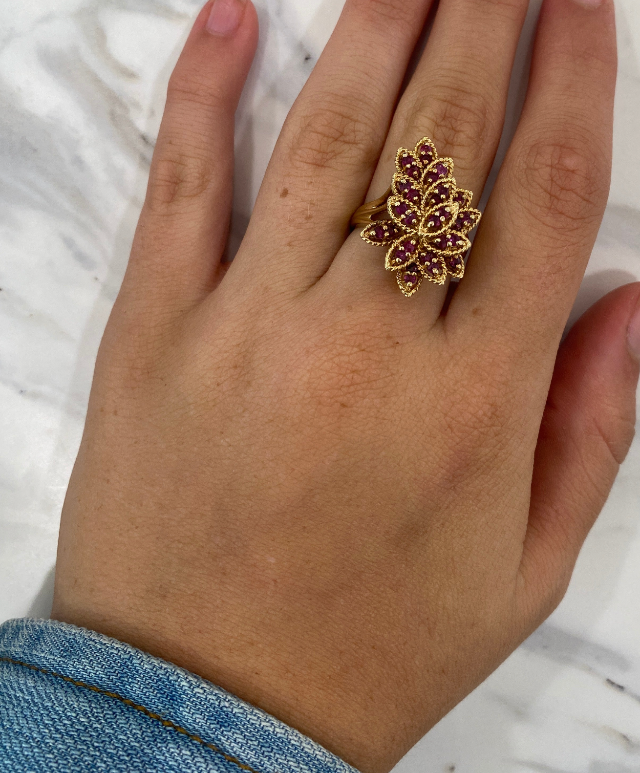 Ruby Mid Century Cocktail Ring