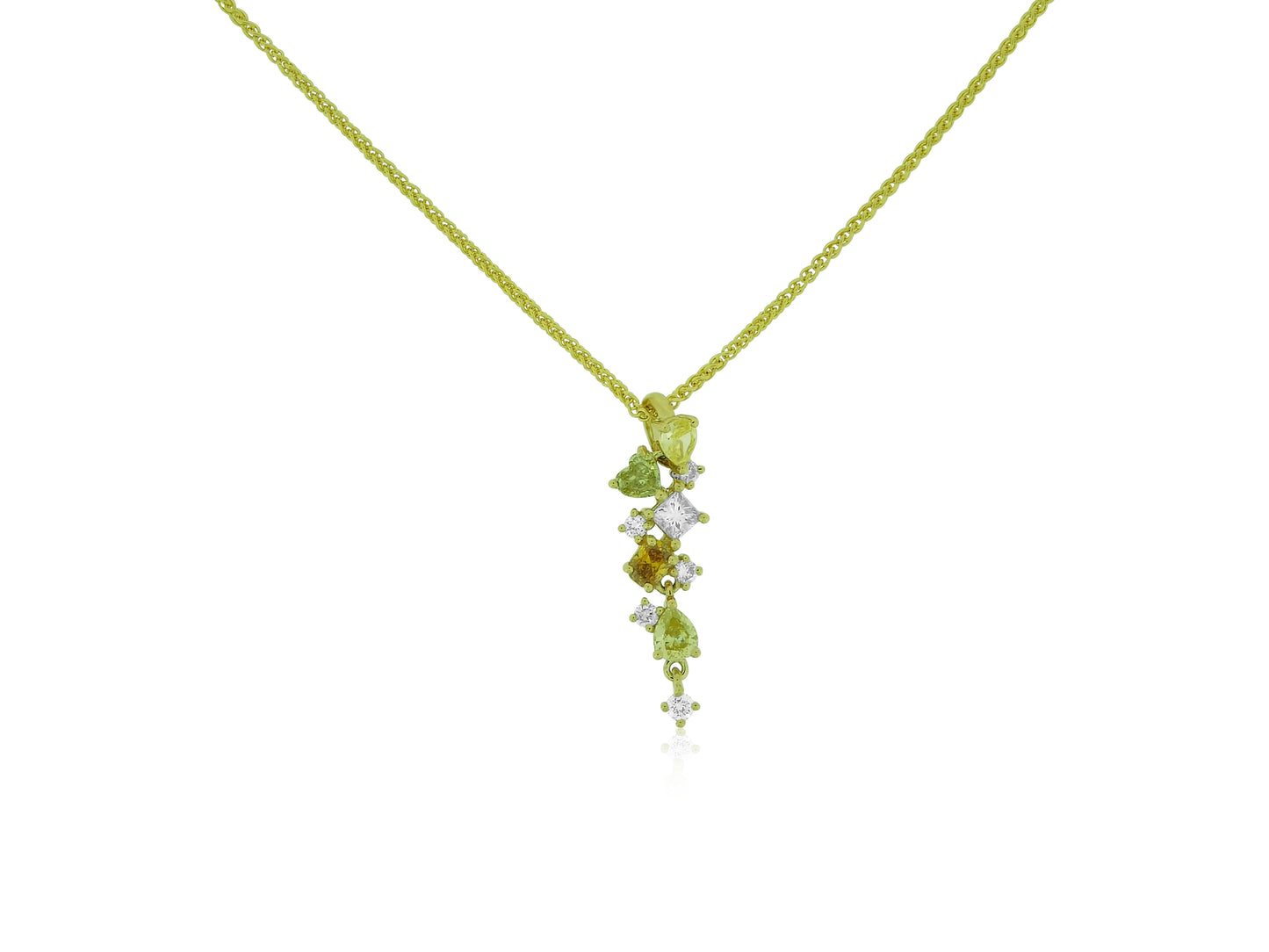 Fancy Color Diamond Waterfall Necklace