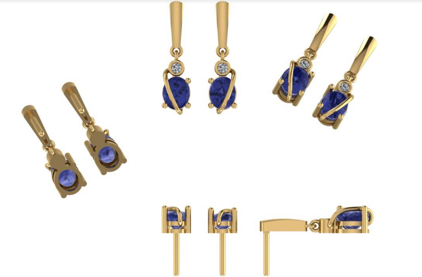 Custom Tanzanite Gold Wrap Earrings