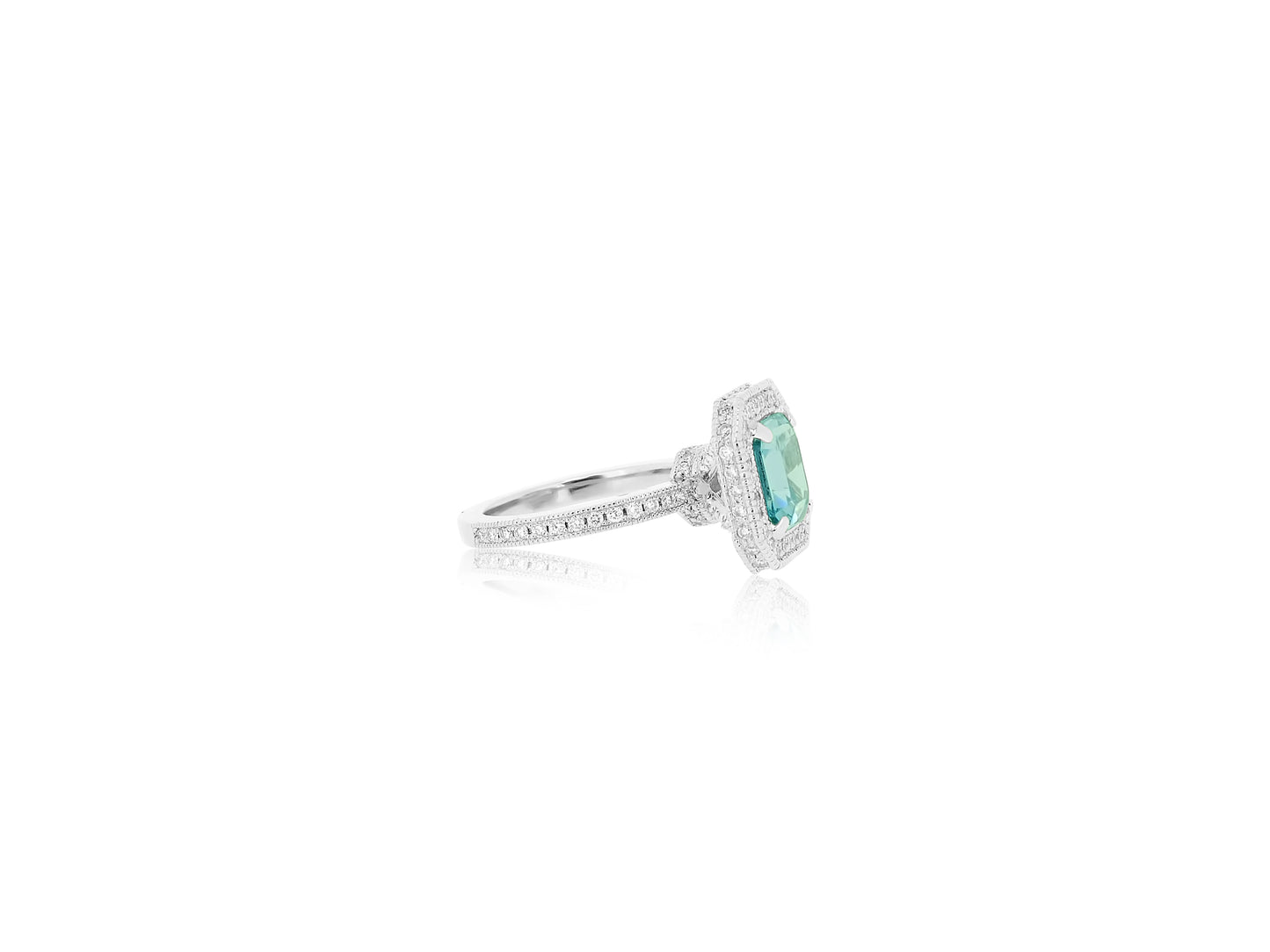 Platinum Aquamarine Diamond Ring