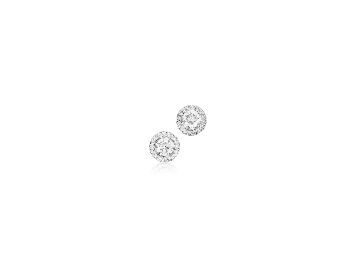 Diamond Halo Earrings in White Gold