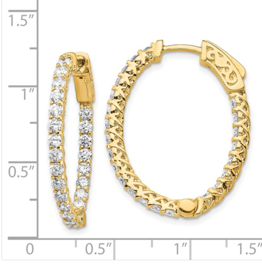 Oval Diamond Hoops in Gold
