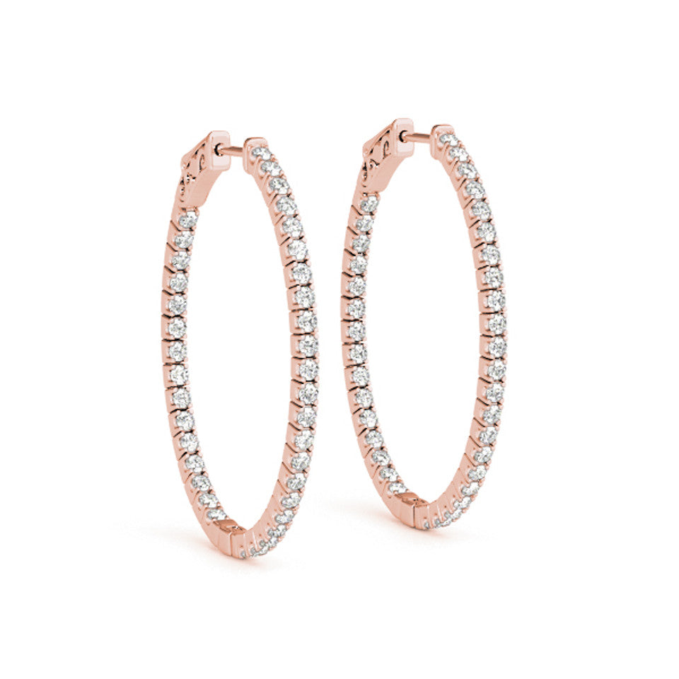Oval Diamond Rose Gold Hoops