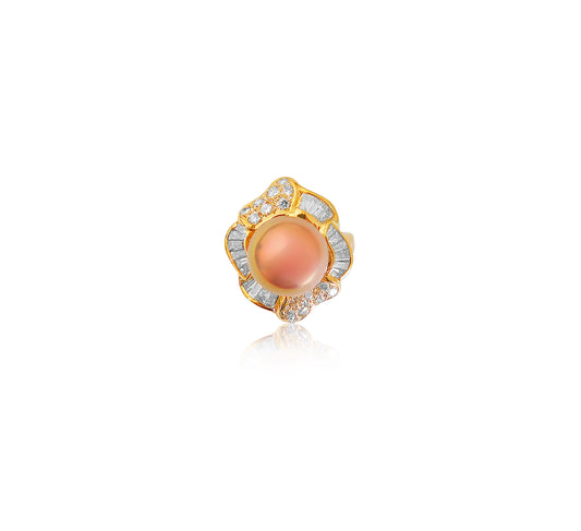 Edison Pink Pearl Diamond Gold Ring